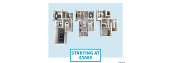 a 3d rendering of a floor plan with the words starting at 3005