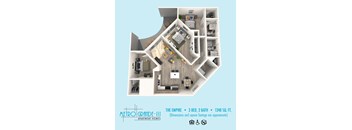 a stylized 3d floor plan of a 2100 sq ft apartment