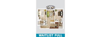A floor plan of a house with the text "WAITLIST FULL" on it.