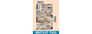 A poster of a floor plan of a house with the text "WAITLIST FULL" on it.