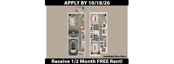 Apartment layout with a kitchen, living room, and bathroom.