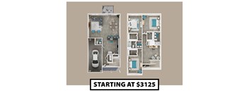 A floor plan of a small apartment with a kitchen, living room, and bathroom.