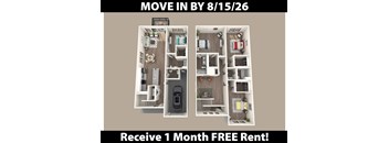A poster advertising a free one month rent for a move in by the 26th of August.