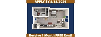 A poster advertising a free one month rent if you apply by a certain date.