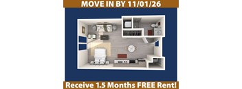 A promotional image for a move-in by November 1st offers a free 1.5 months rent.