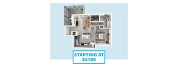 A diagram of a house layout with the text "STARTING AT $2100" below it.
