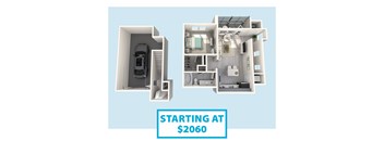 A graphic shows two apartments with the text "STARTING AT $2060" below them.