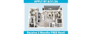 A poster advertising a free 2 months rent offer for an apartment.