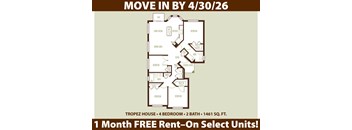 A floor plan for a Tropez House with 4 bedrooms and 2 bathrooms is advertised for rent.