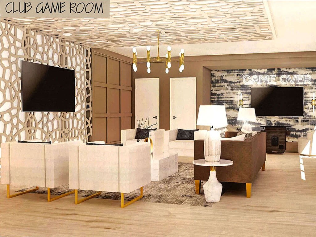 a living room with a couch and a tv