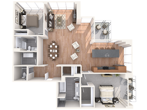 Newly Renovated corner 2 bed, 2 bath split floor plan