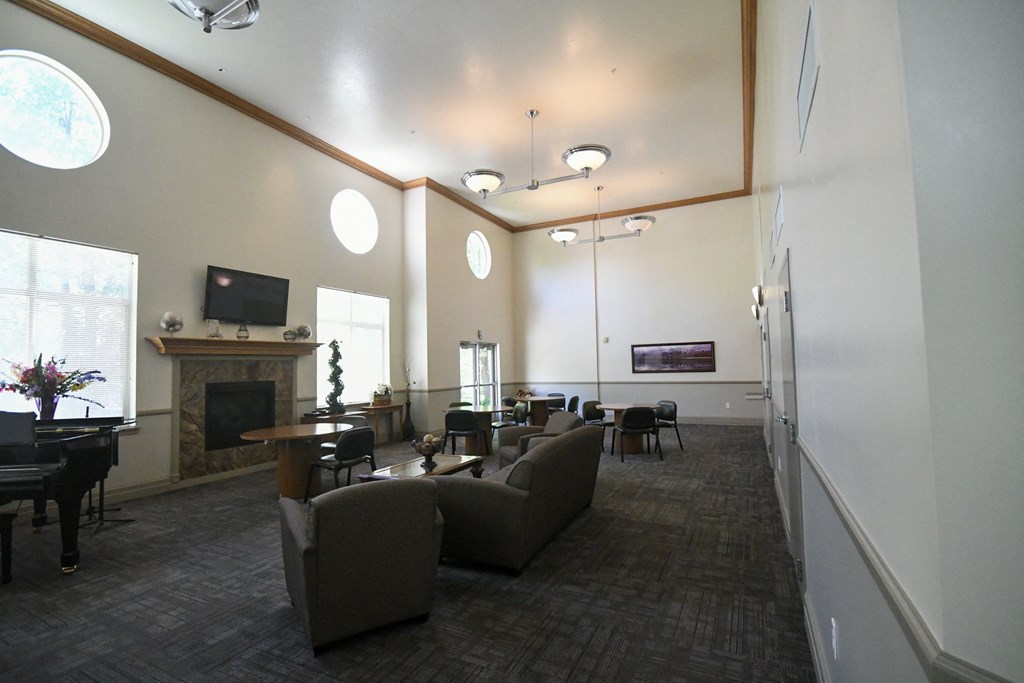 a view of the inside of a building with swirls on the walls
