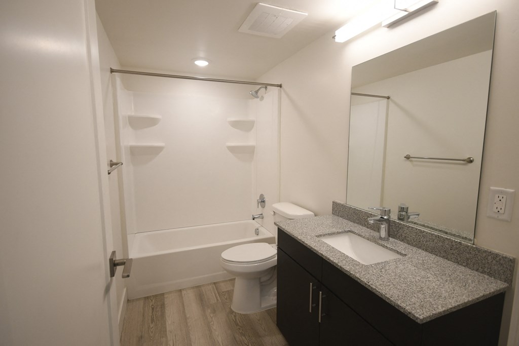 a bathroom with a sink and a toilet and a shower