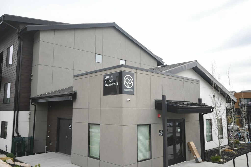 a building with a sign on the side of it