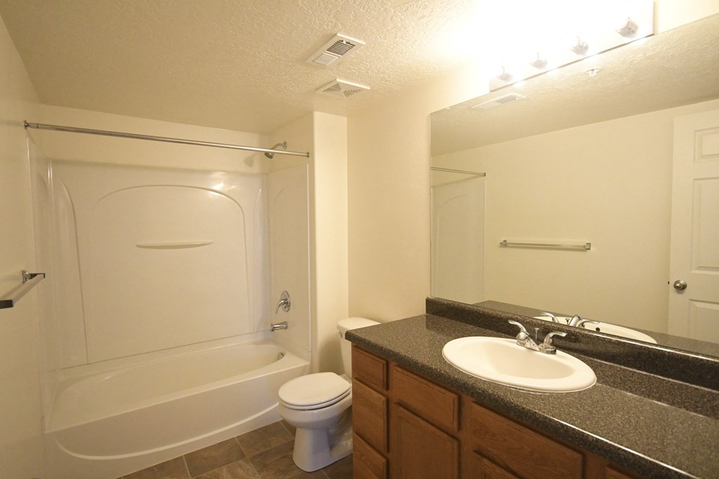 a bathroom with a sink and a toilet and a shower