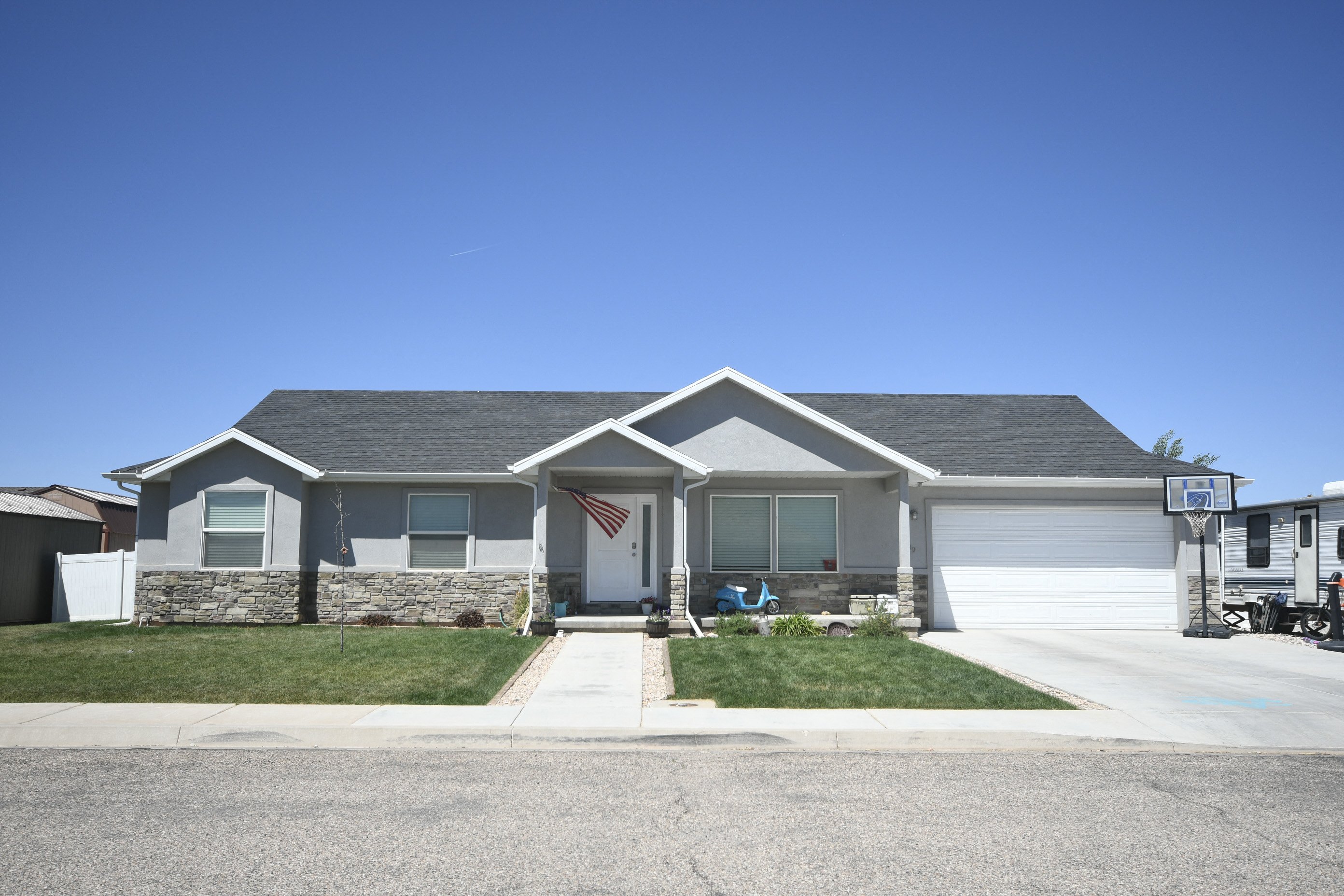 a house with an flag on the front of it