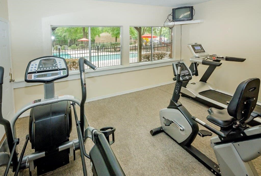 the gym at our apartments is equipped with equipment for exercise