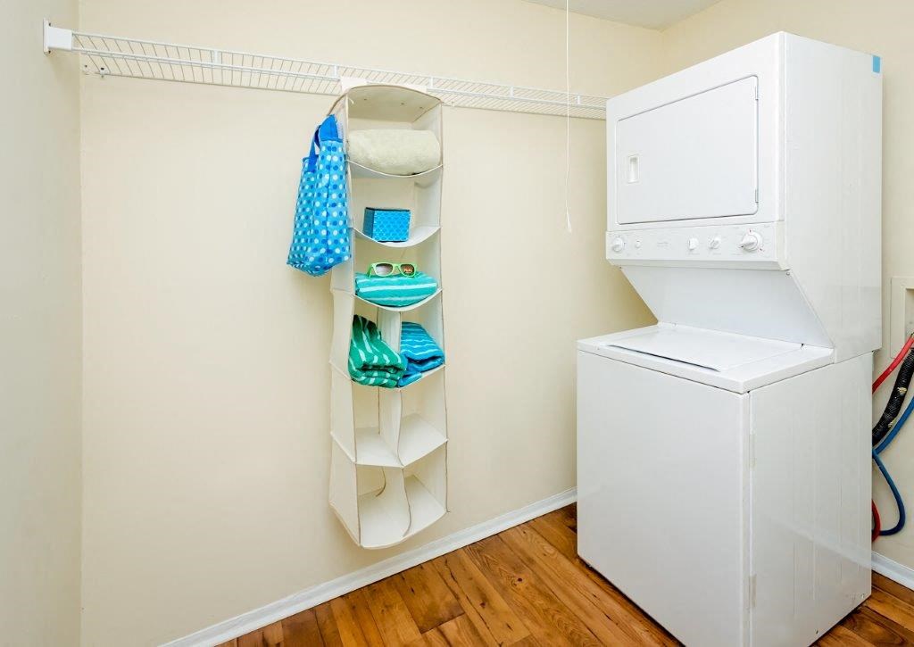 a small laundry room with a washer and dryer