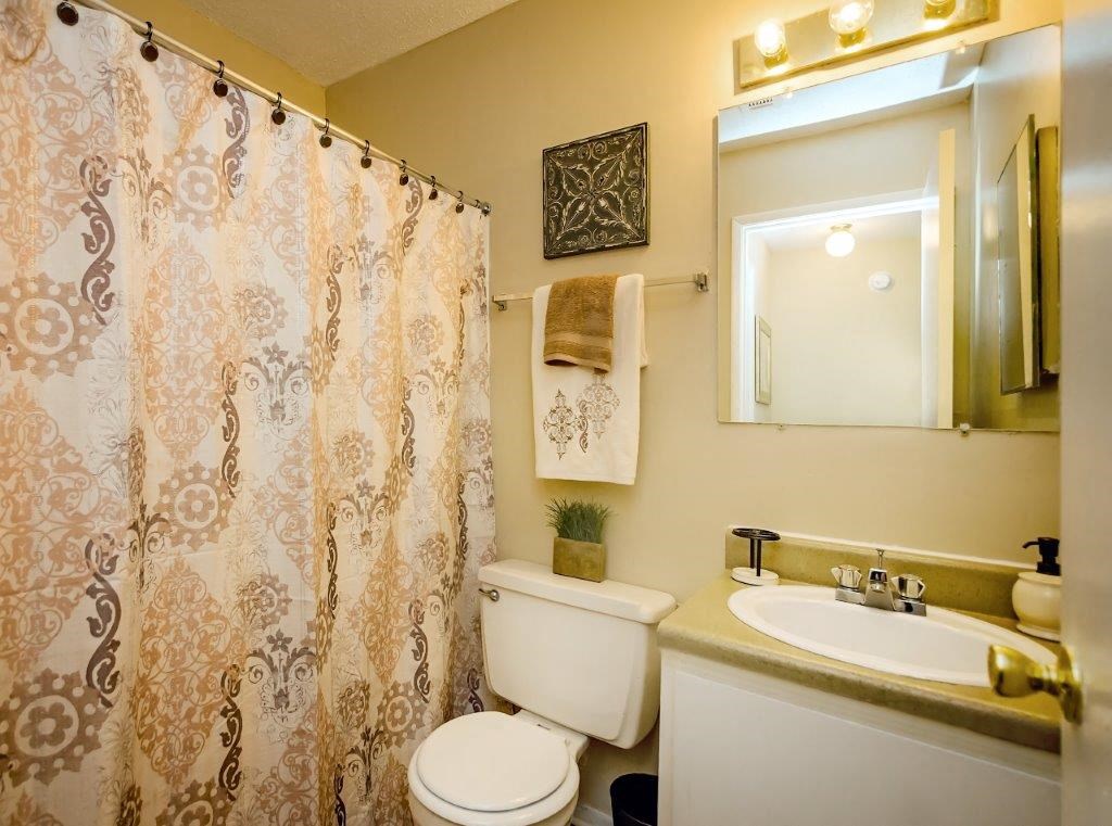 a bathroom with a shower and a toilet and a sink
