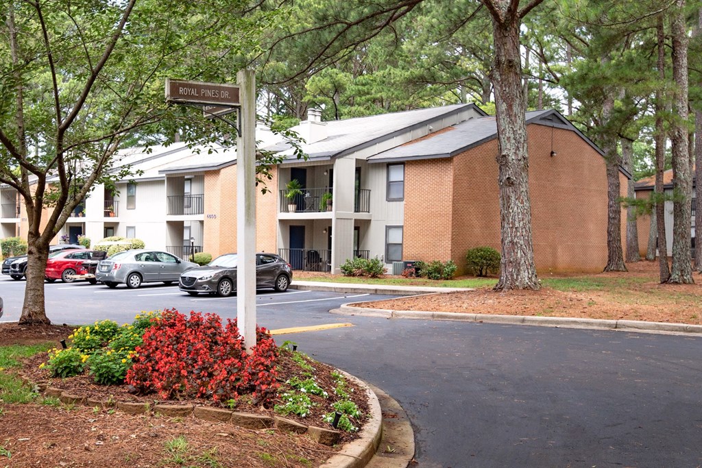 a street sign in front of a building