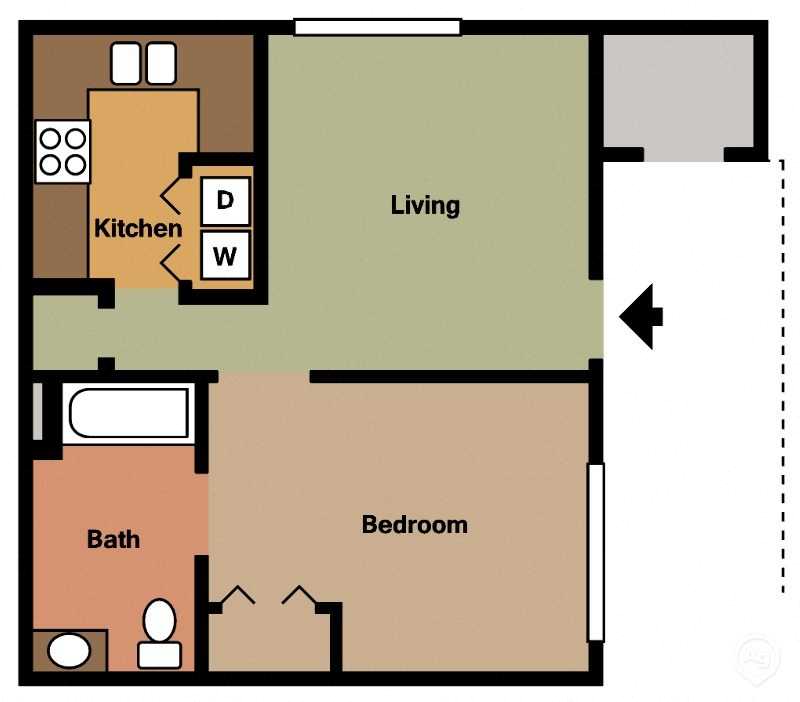 Mountain View Apartment Homes, Tuscaloosa, AL, One Bedroom One Bath floorplan