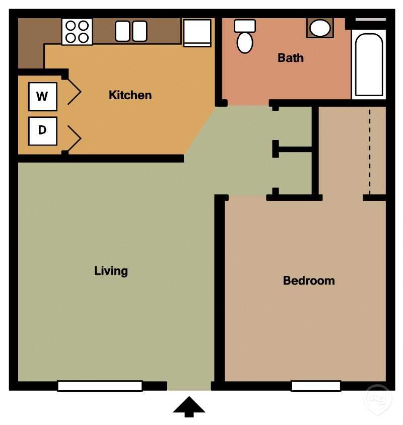 Mountain View Apartment Homes, Tuscaloosa, AL, One Bedroom One Bath floorplan