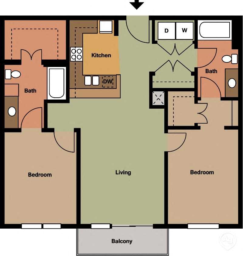 2 Bed 2 Bath A
