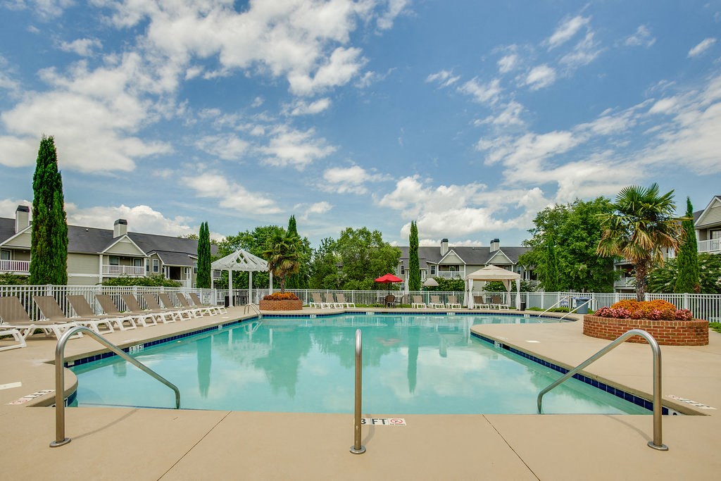 the swimming pool at the preserve apartments