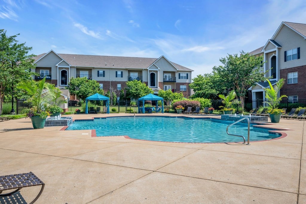 the preserve at ballantyne commons pool with apartments in the background