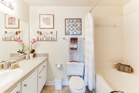 a bathroom with a toilet and a tub and a sink
