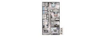 A floor plan of a house with a pantry, kitchen, dining area, and living room.