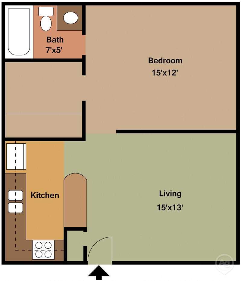 1 bed 1 bath large
