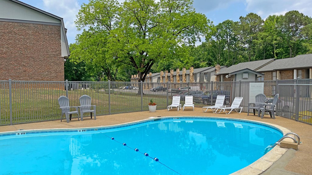 our apartments have a resort style pool with chairs