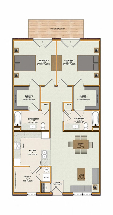 Two Bedroom Apartment Floor Plan