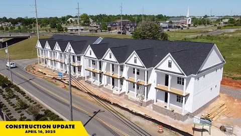 A construction update image of a building under construction with the text "CONSTRUCTION UPDATE APRIL 16, 2025" on it.