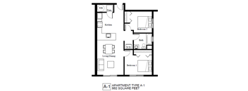 A Floor Plan at Palisades Apartments, Kansas City, MO 64133