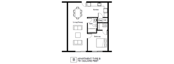 B Floor Plan at Palisades Apartments, Missouri