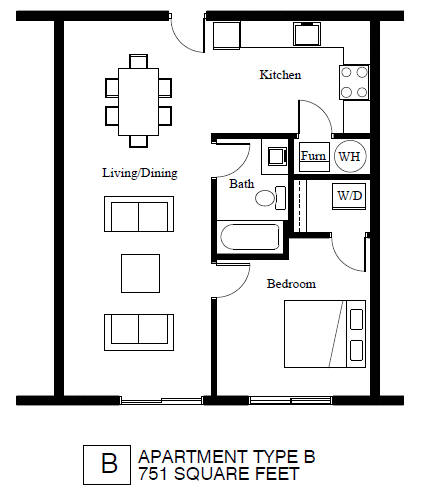 B Floor Plan at Palisades Apartments, Missouri