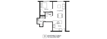 D Floor Plan at Palisades Apartments, Missouri, 64133