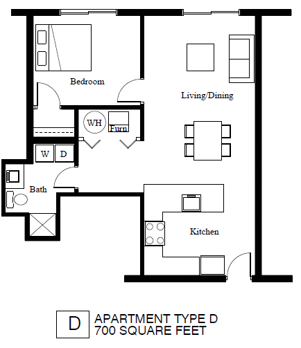 D Floor Plan at Palisades Apartments, Missouri, 64133