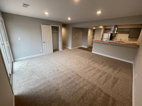a living room and kitchen