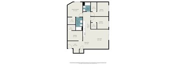 A floor plan of a house with a living room, two bedrooms, a study, and a garage.