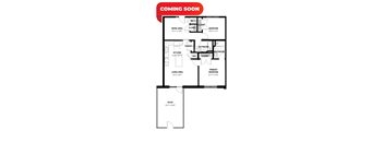 A floor plan for a house with a work area, kitchen, pantry, bathrooms, and bedrooms.