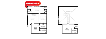 A floor plan of a house with a loft and a walk-in closet.