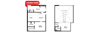 A floor plan of a house with a loft and a walk-in closet.