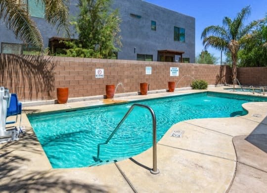 the swimming pool at our apartments in palm springs