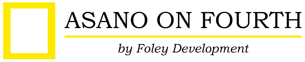 A logo with the text "ASANO ON FOURTH" and "by Foley Development".