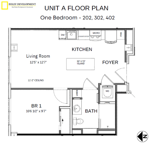 the floor plan of unit a floor plan one bedroom one bathroom floor