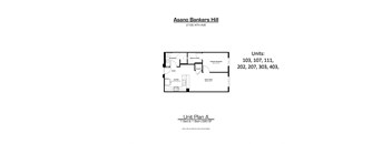 A drawing of a floor plan for a unit at Asano Bankers Hill.