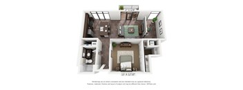 a 1 bedroom floor plan with a bathroom and a living room